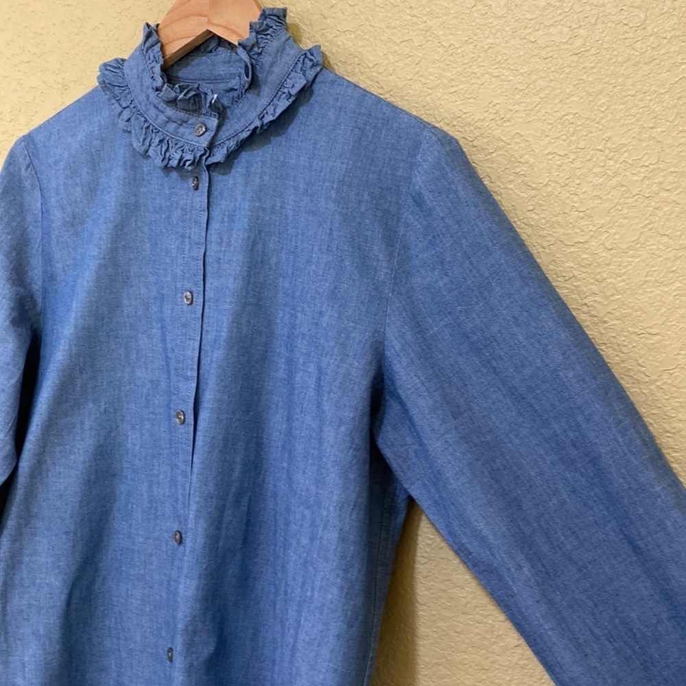 J. Crew Re-Imagined  Chambray Long Sleeve Button Down Top - Picture 4 of 11